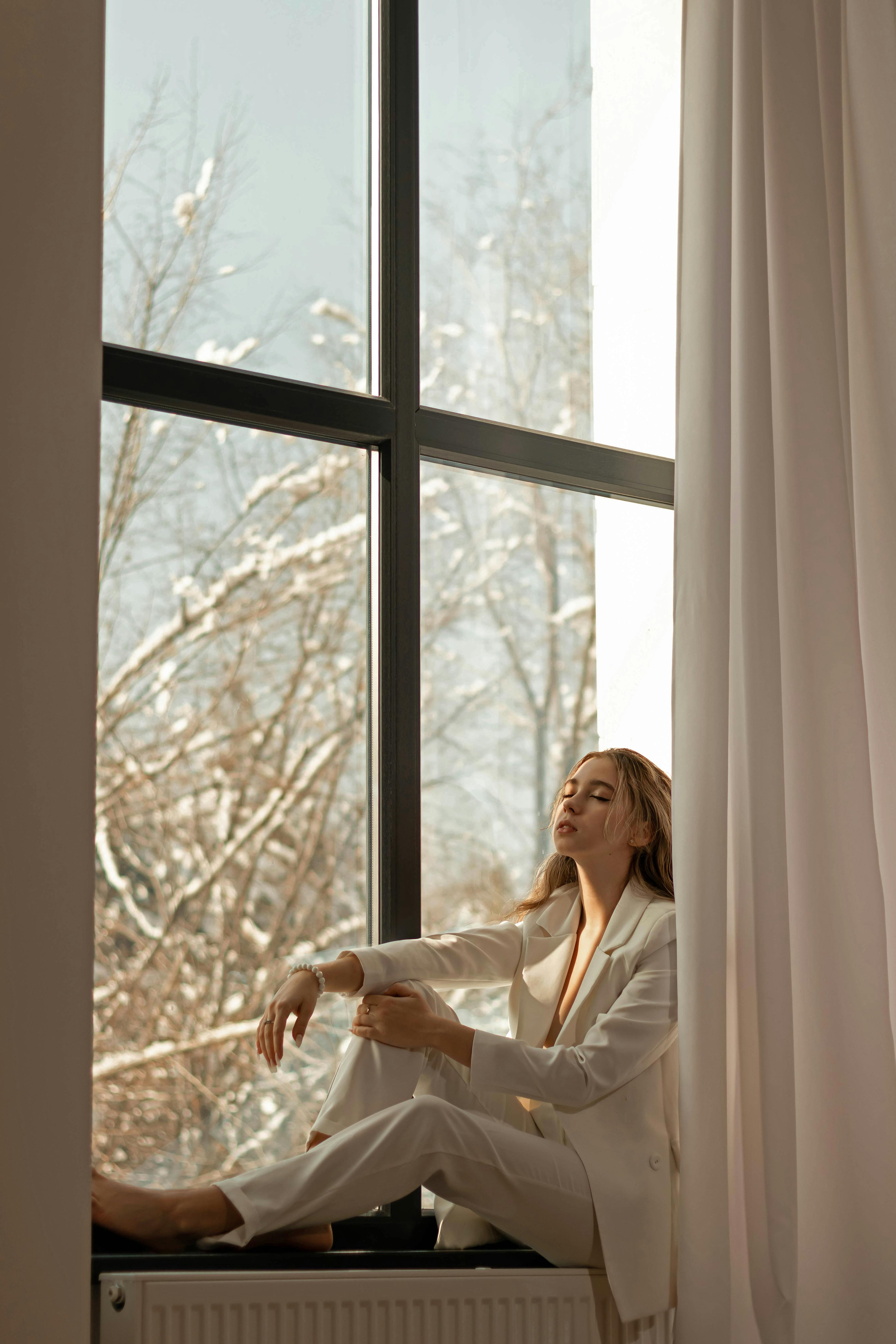 woman on window